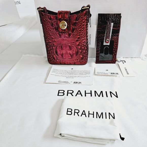 Brahmin Handbags - NWT Brahmin Rose Ombre All Over Marley Crossbody & Credit Card Wallet